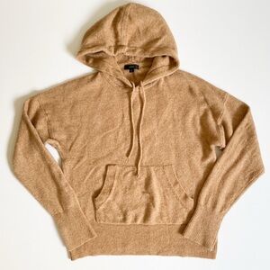 J. Crew Women’s Soft Wool Alpaca Blend Oversized Sweater Hoodie in Camel Heather
